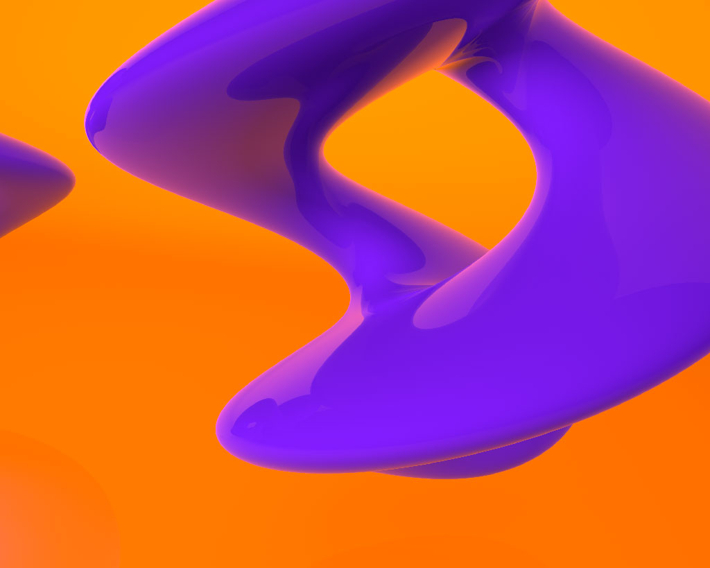 A purple sculpture on an orange background