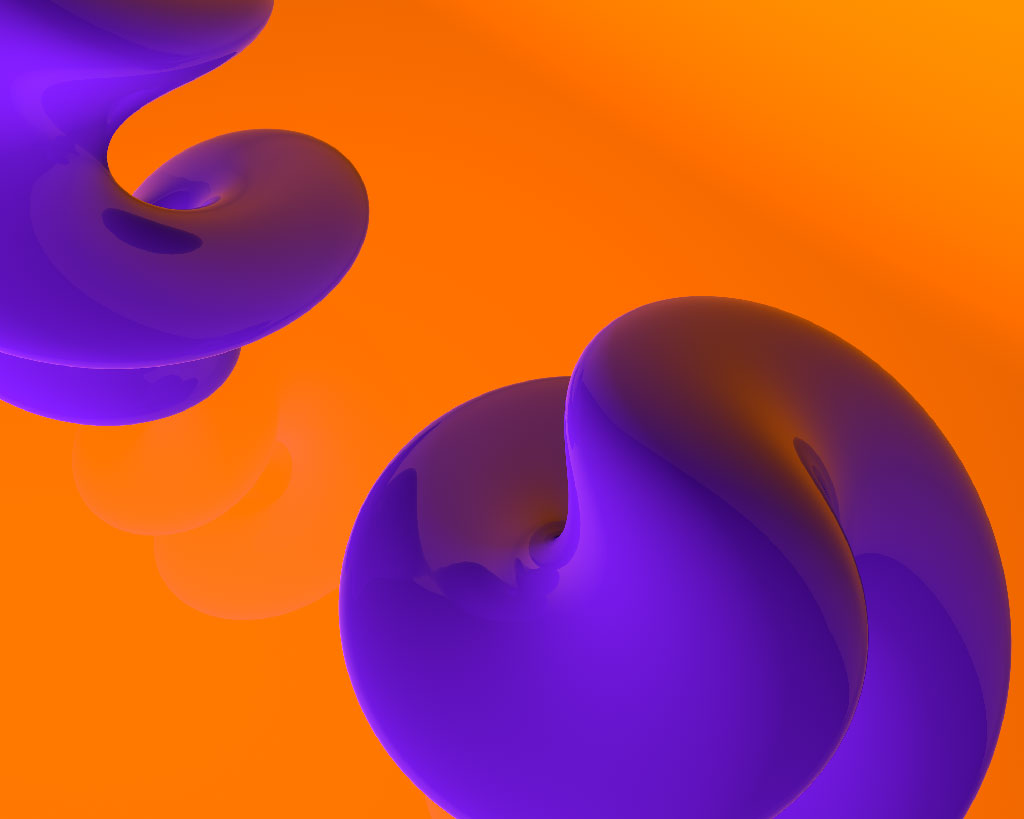A purple sculpture on an orange background