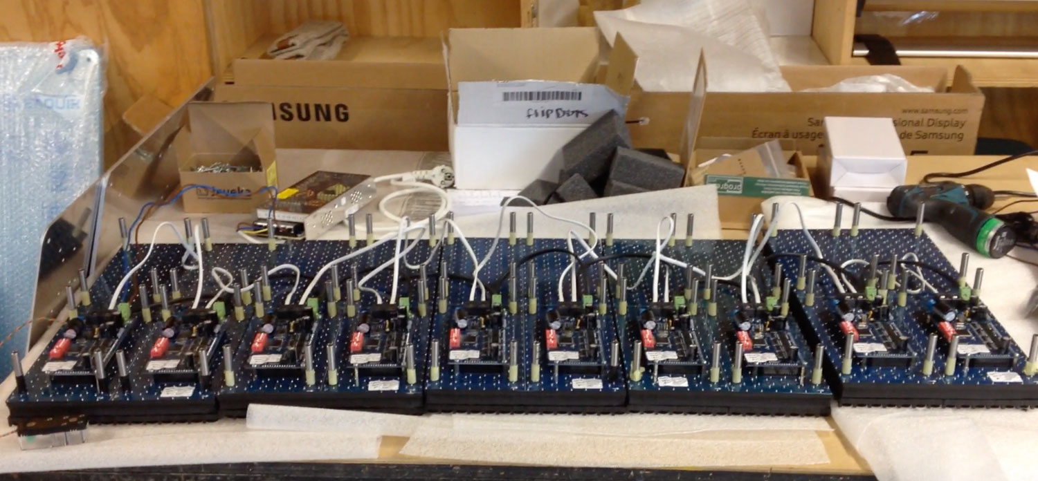 Assembling the individual flipdots panels to create a larger display
