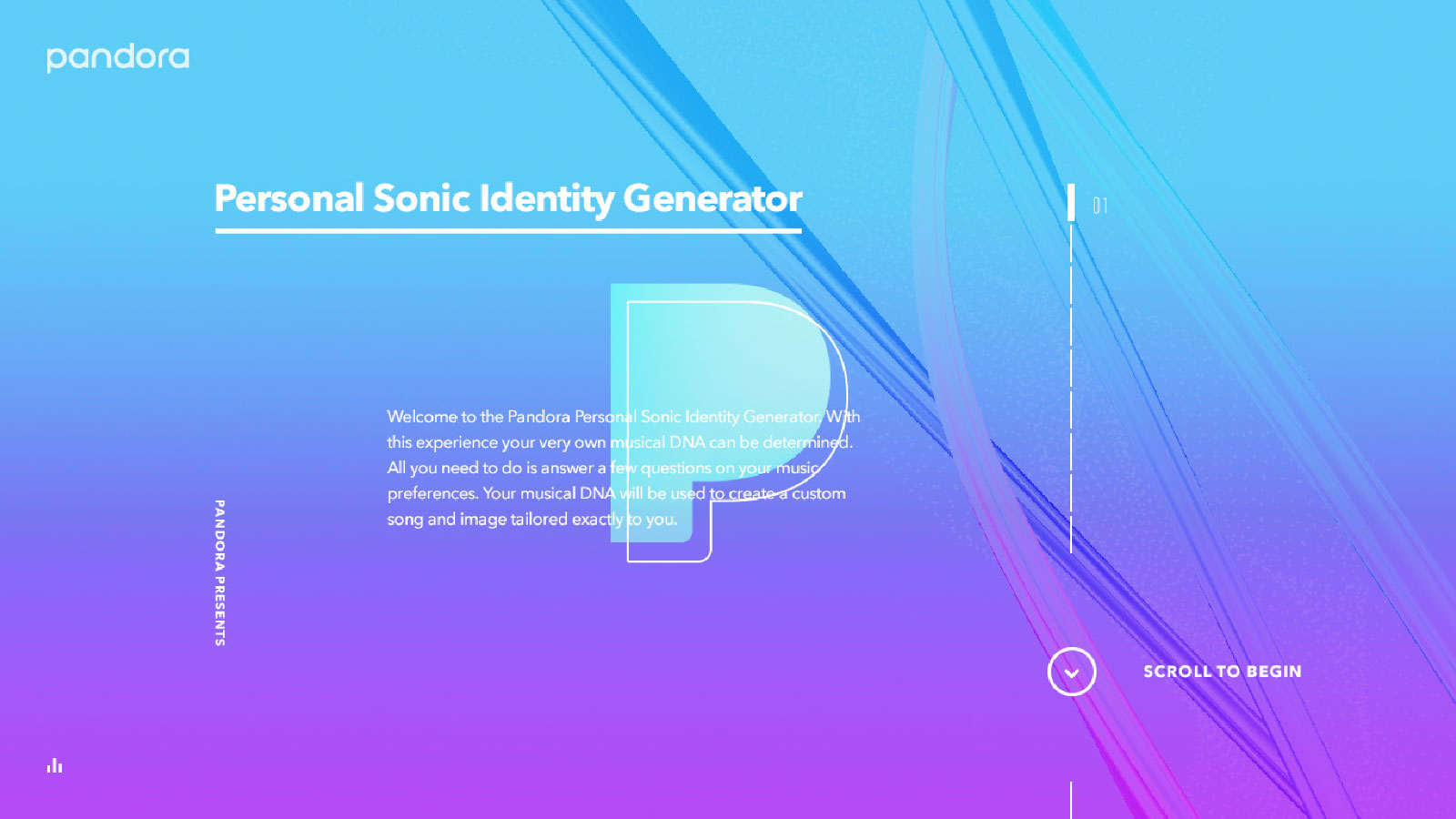 Start screen of the experiential website